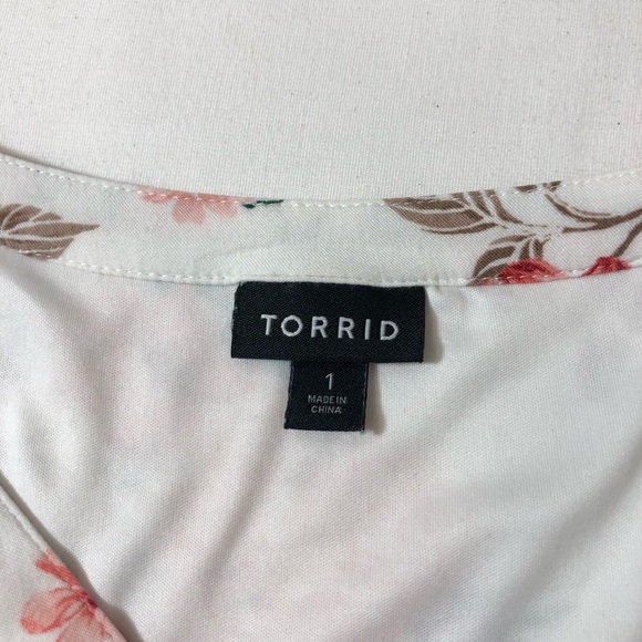 Torrid Off White Floral Print Pockets Button Down Short Sleeve Midi Dress 1/1X - Picture 11 of 16